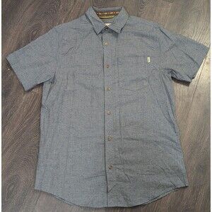Dravus Button Up Dress Shirt Men's Size Small Gray Cotton Short Sleeve